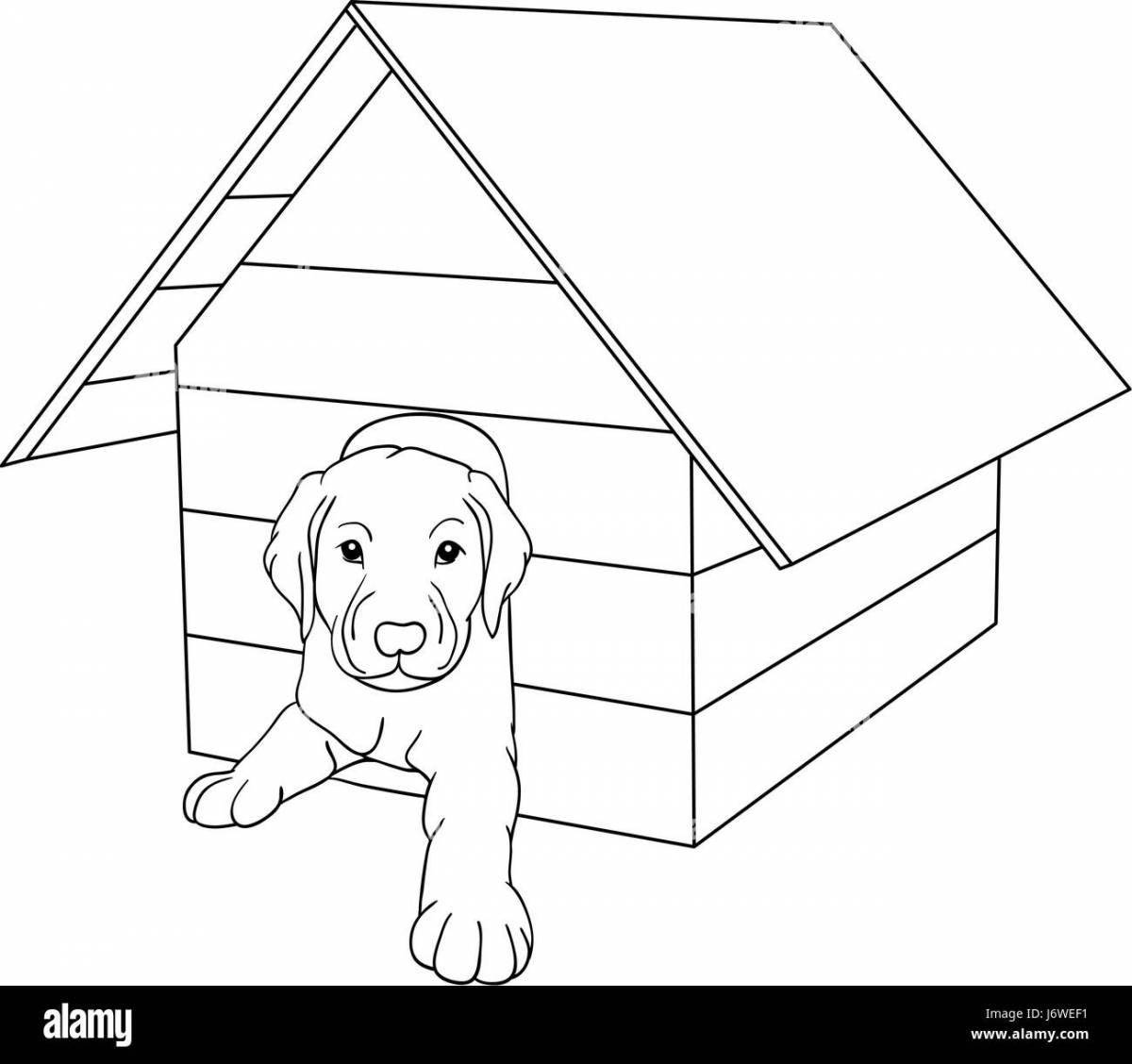 Coloring page cute dog house