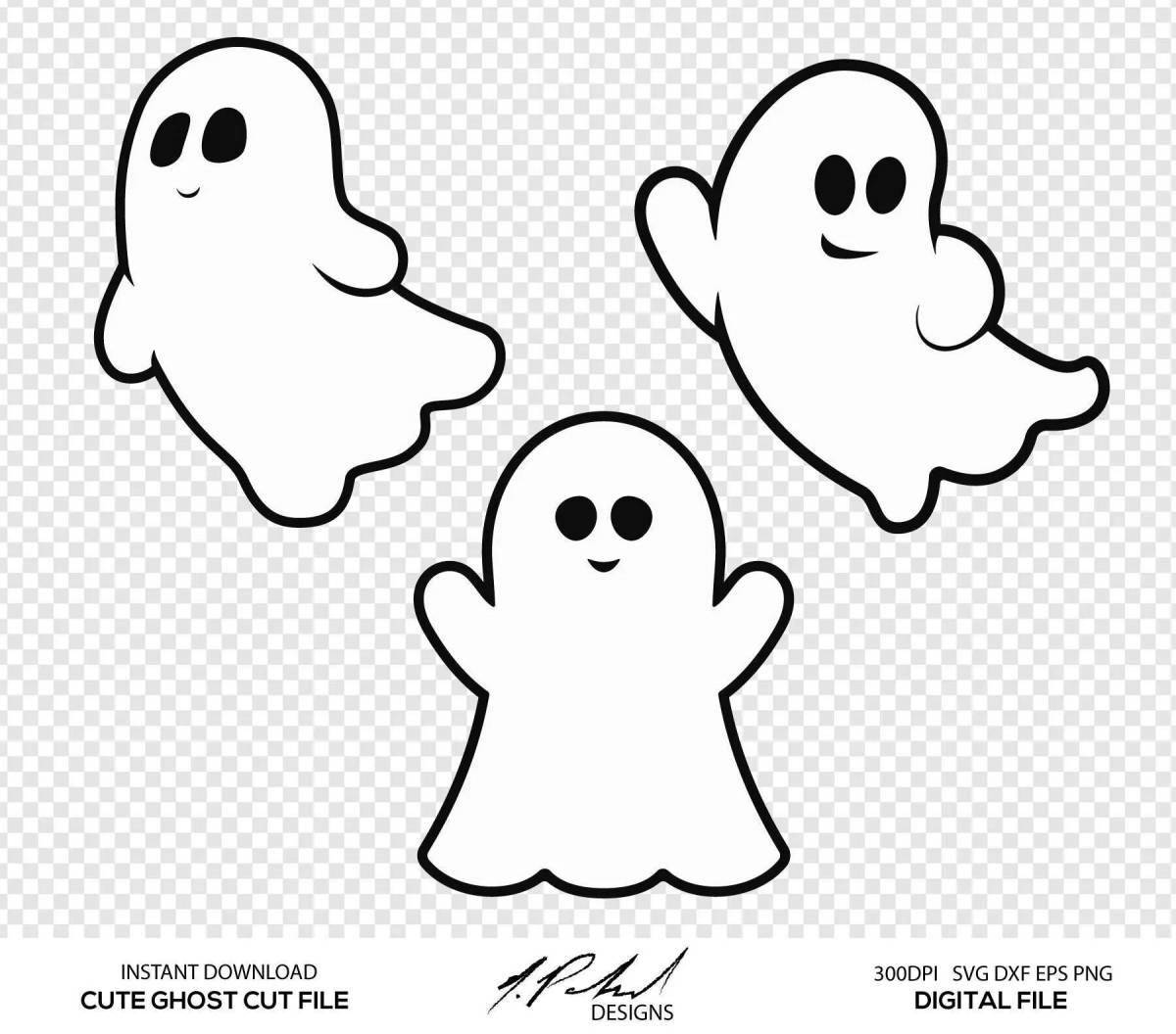 Quirky cute ghost coloring page
