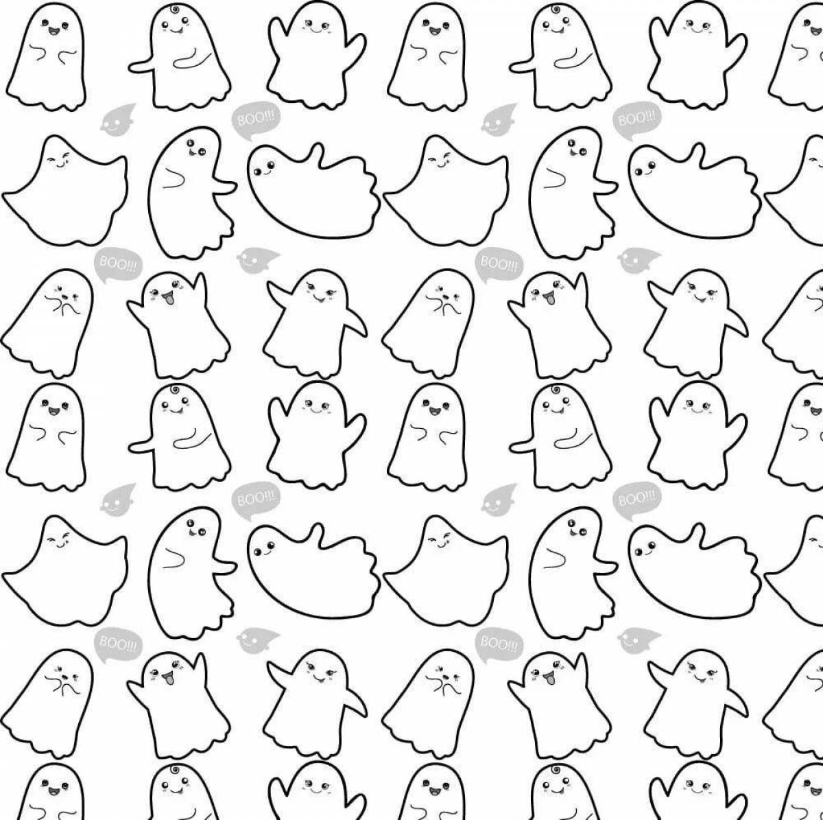 Coloring book glowing cute ghost