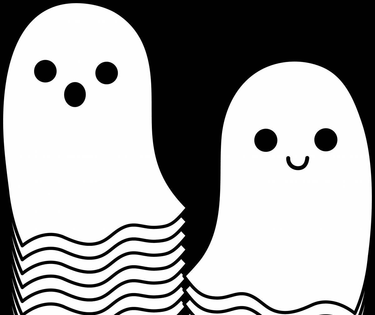Glitter cute ghost coloring page