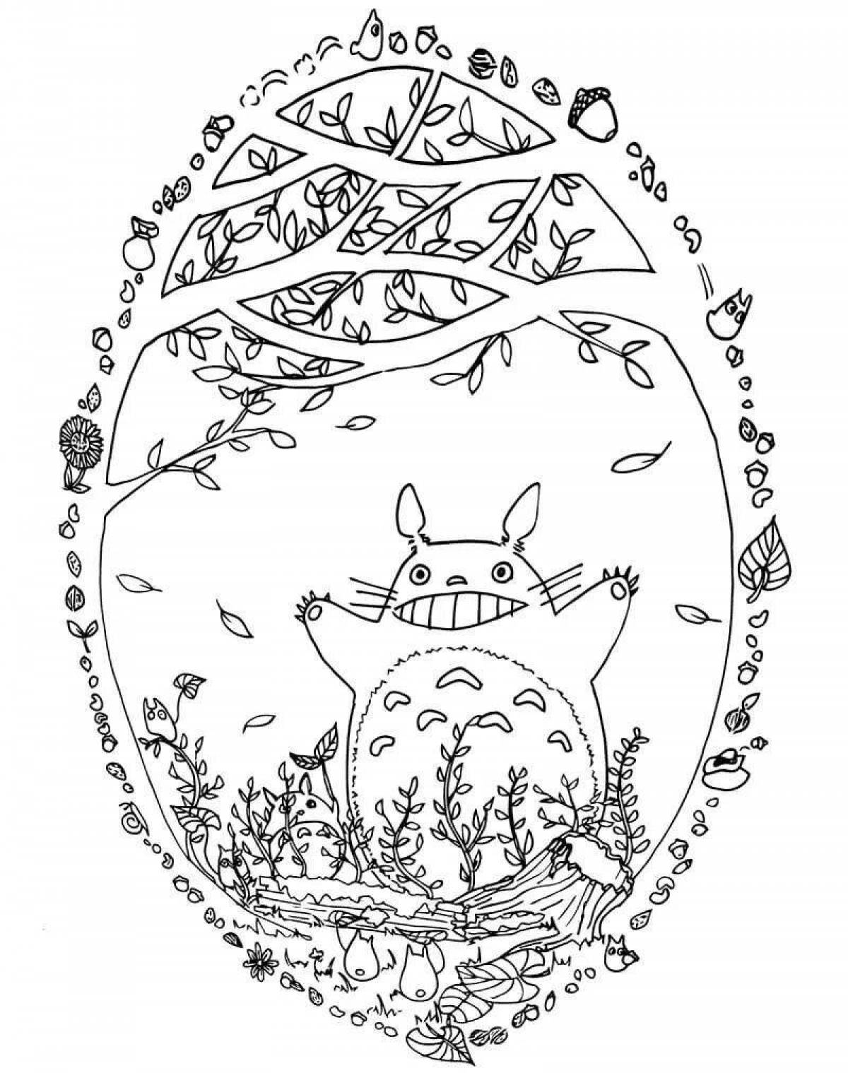 Playful totoro coloring page
