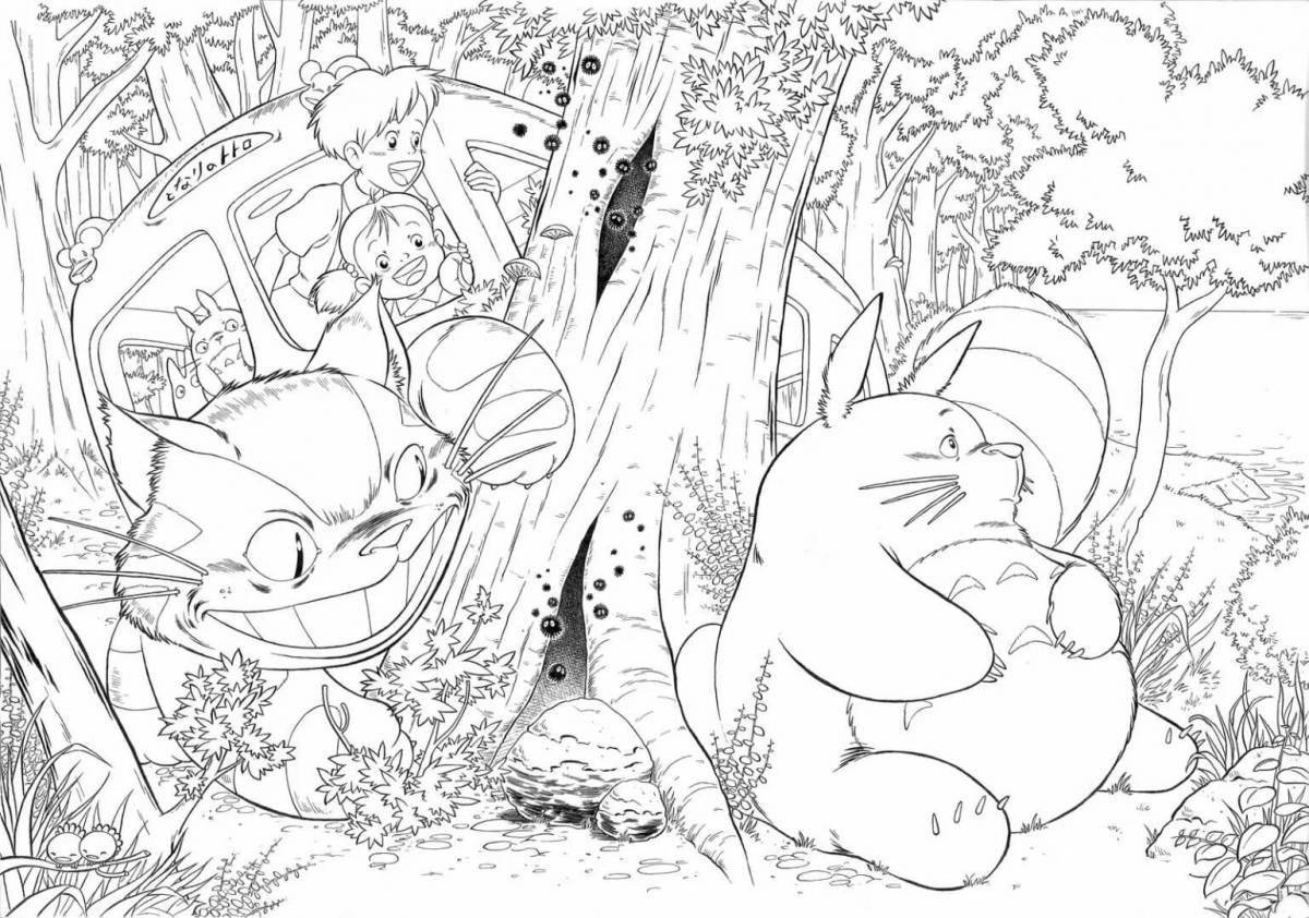 Rampant Totoro coloring page