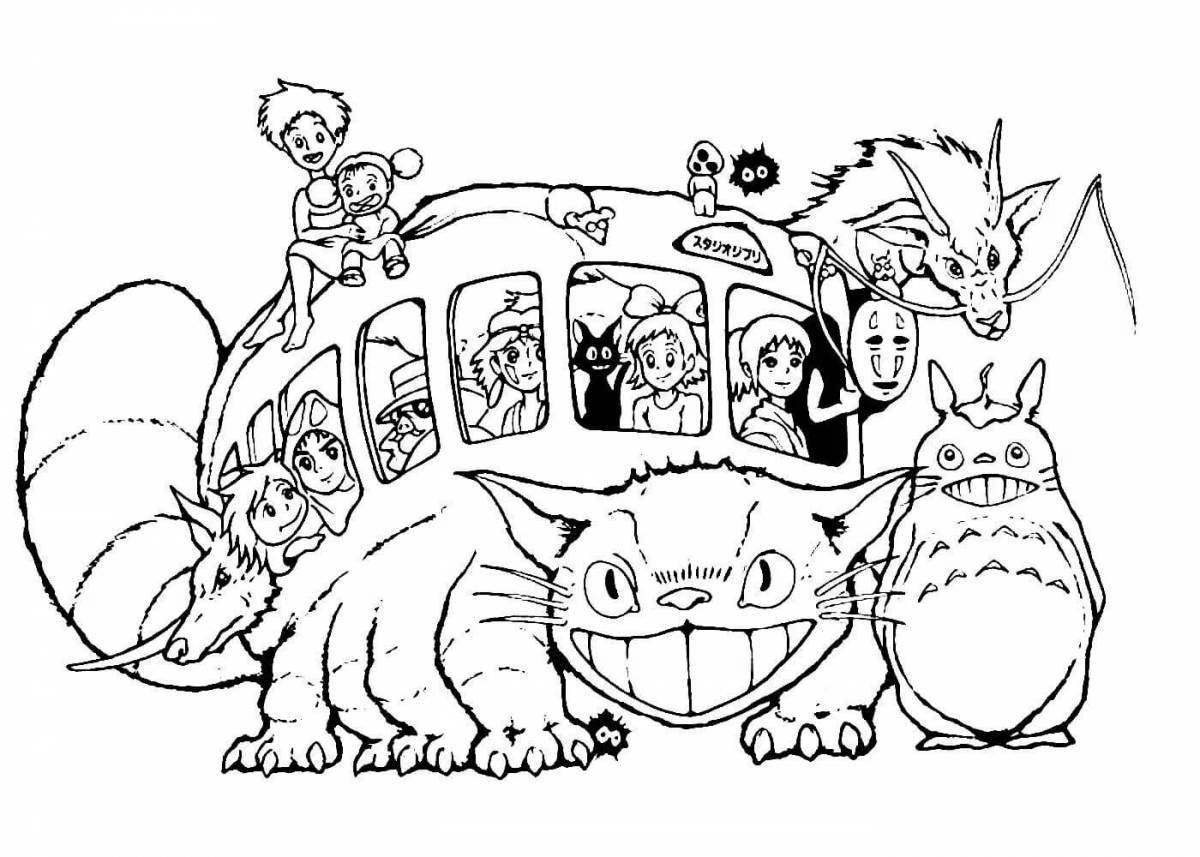 Animated totoro coloring page