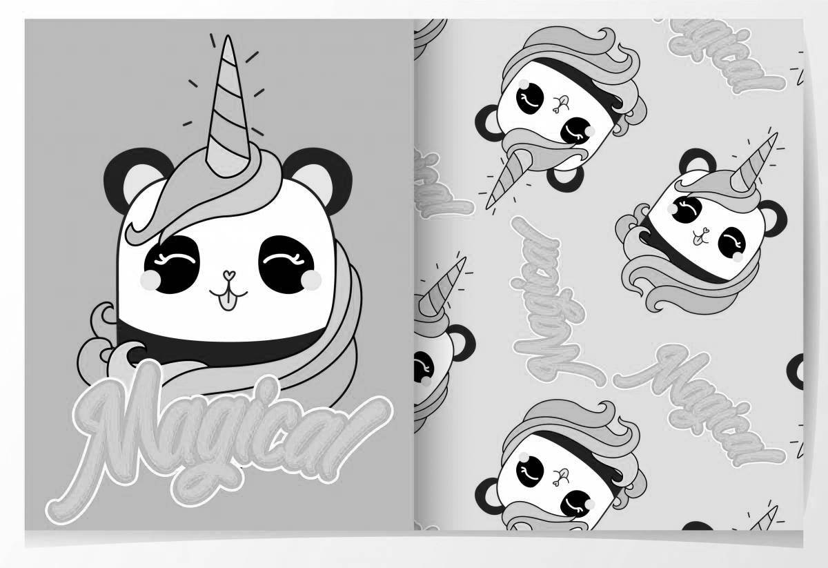 Dazzling panda unicorn coloring book