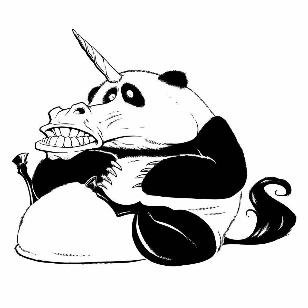 Fantastic panda unicorn coloring book