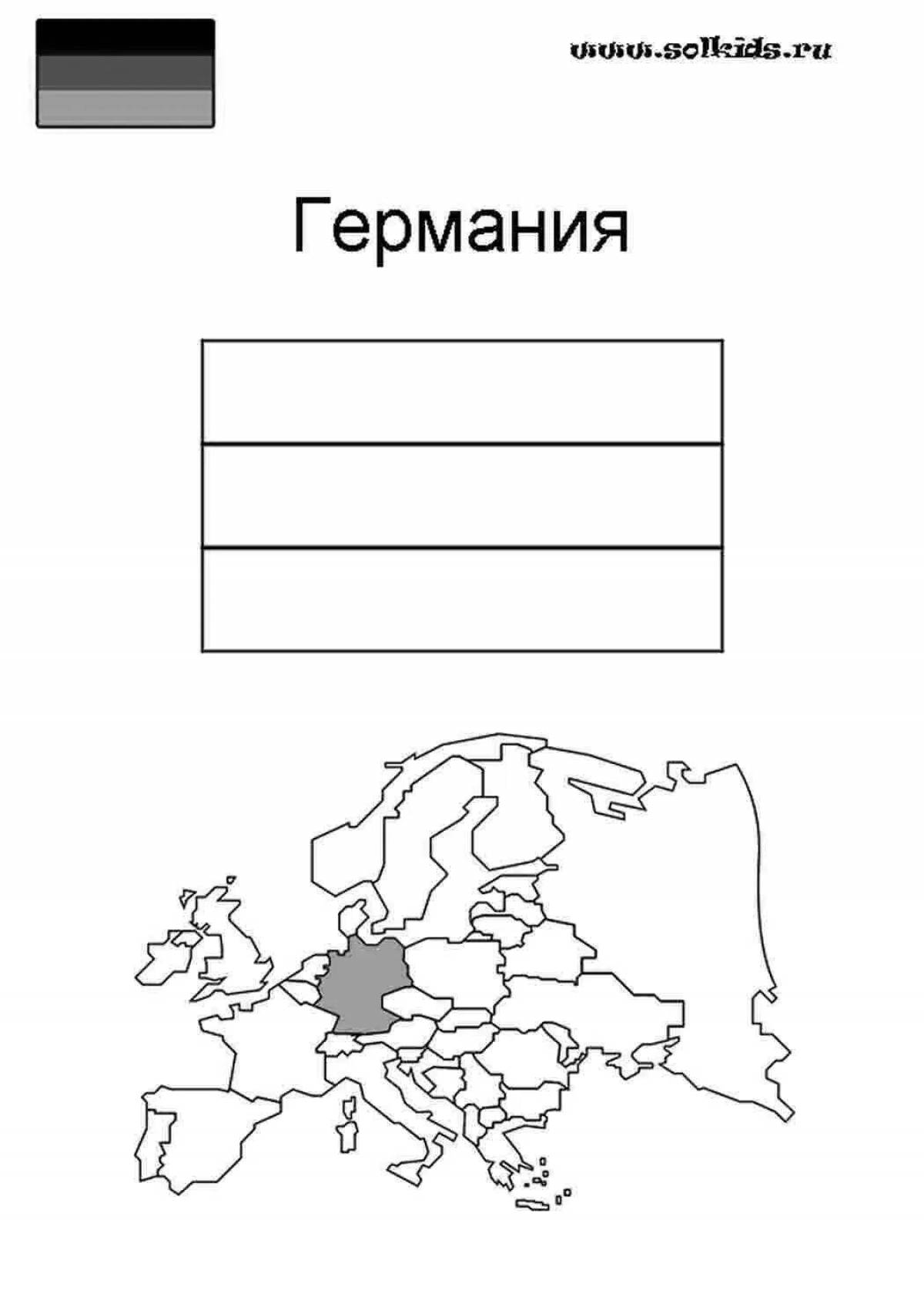 Очаровательная страница раскраски с немецким флагом