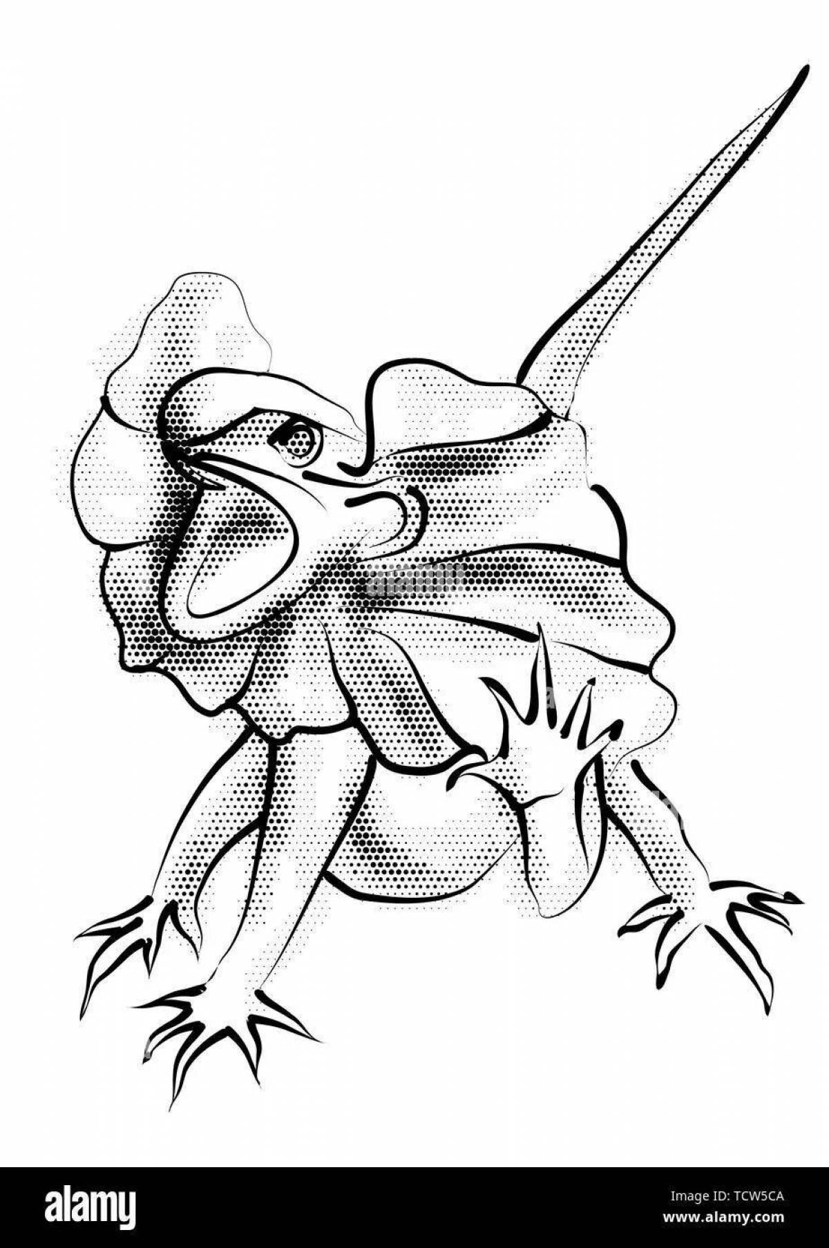 Majestic frilled lizard coloring page