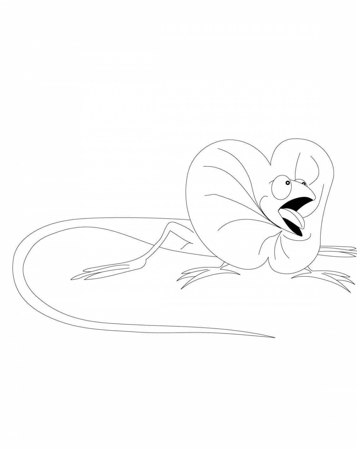 Раскраска игривая плащеносная ящерица