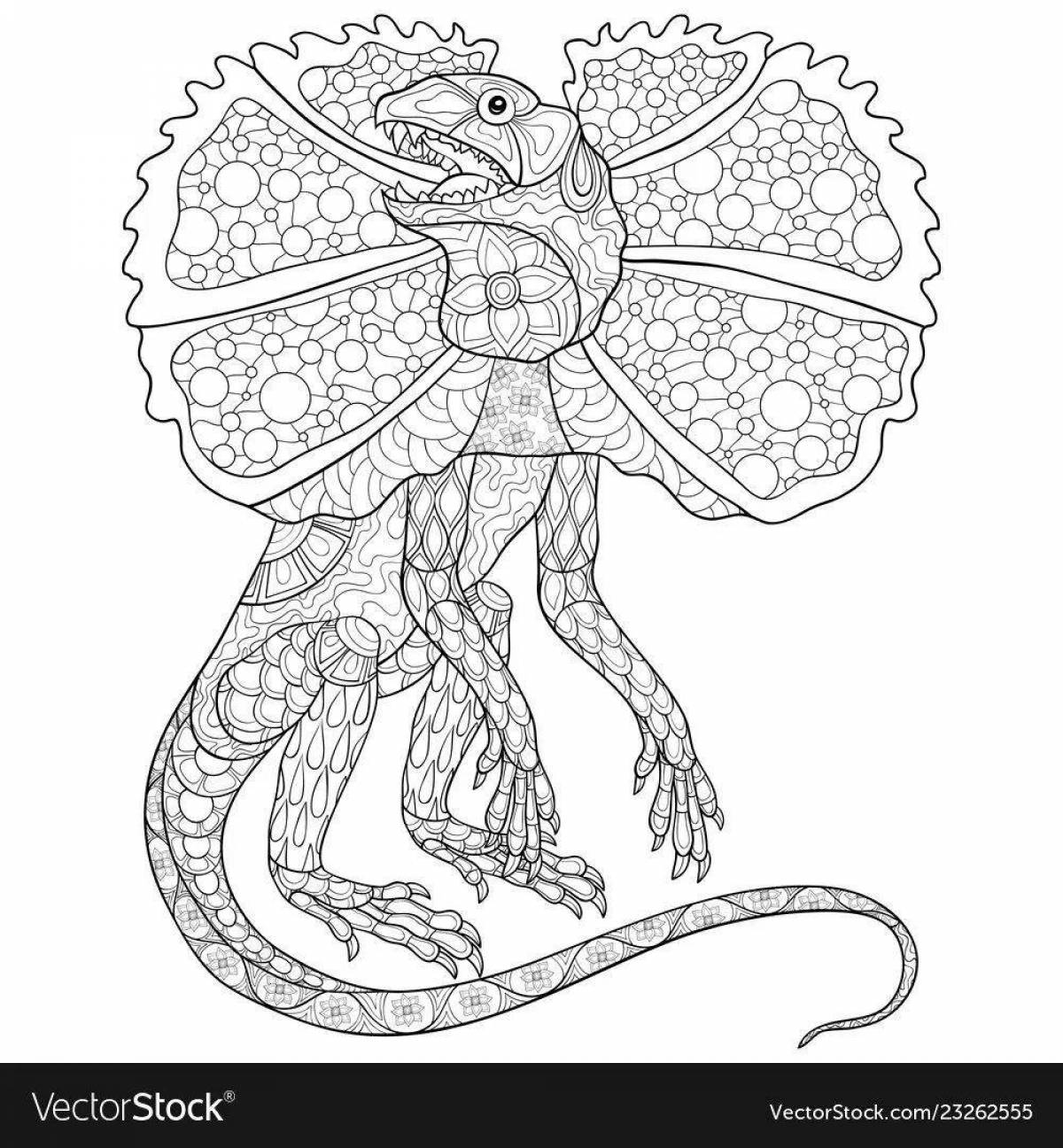 Adorable Frilled Lizard Coloring Page