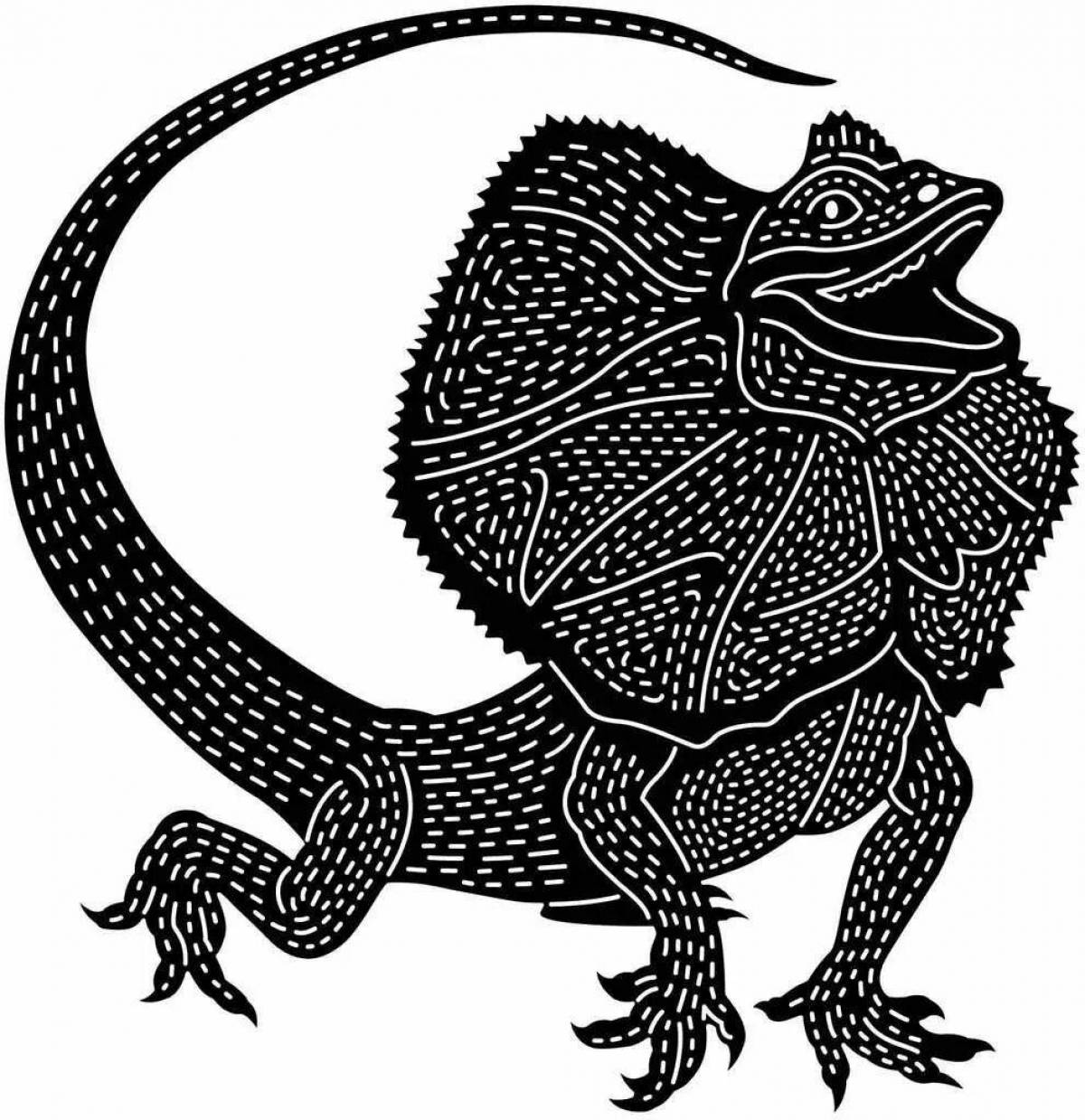 Coloring page dazzling frilled lizard