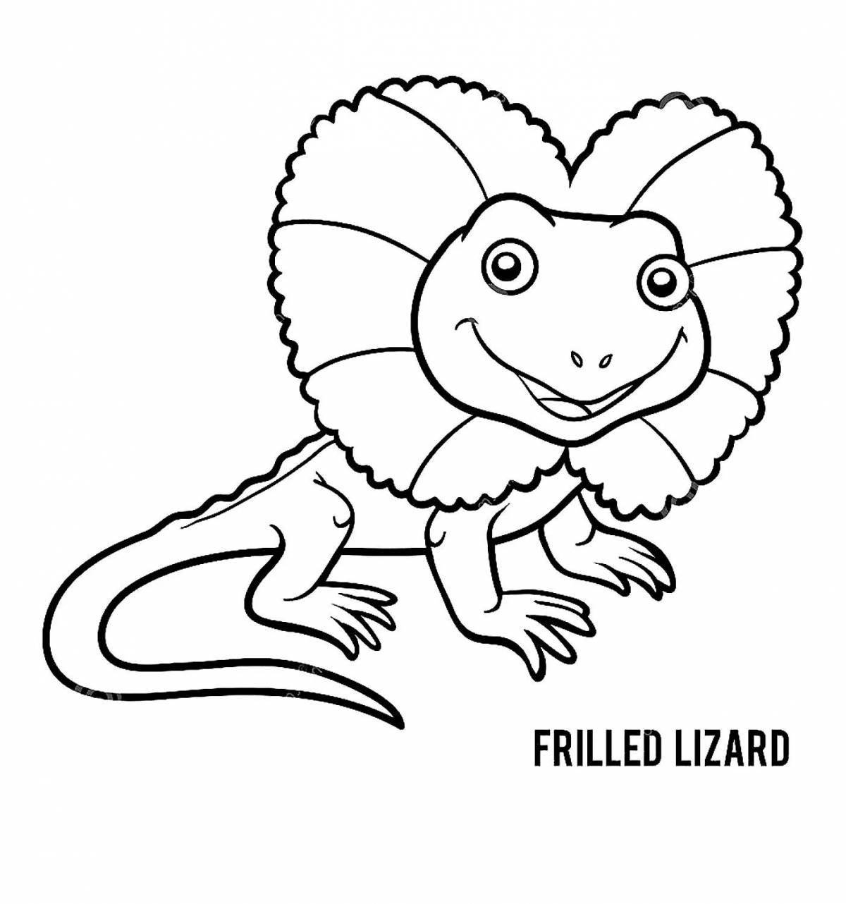 Impressive frilled lizard coloring page