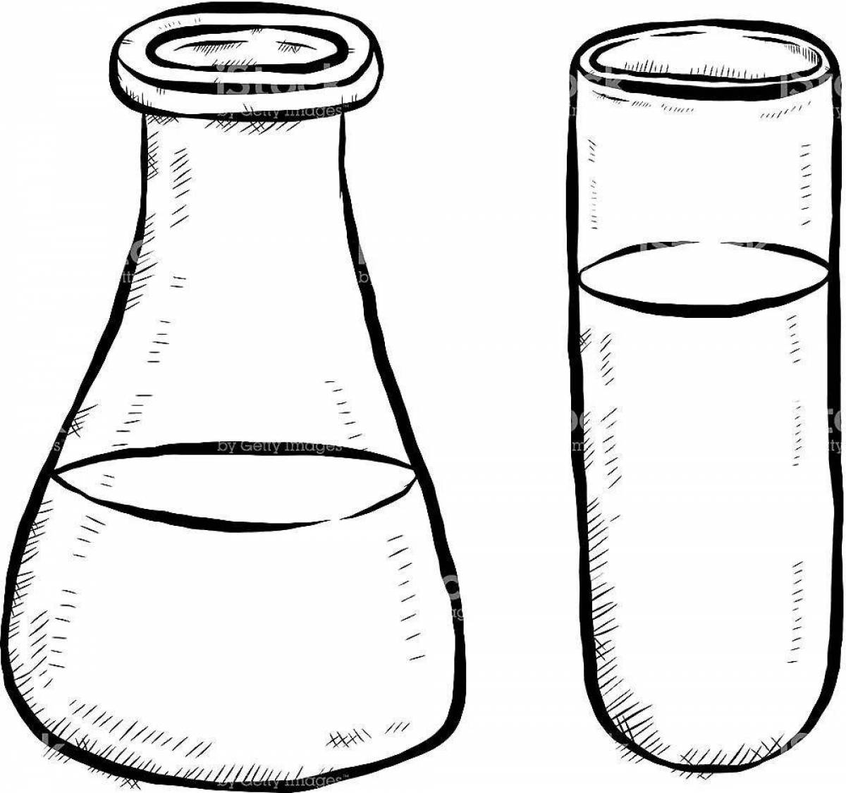 Glowing chemical flask coloring page