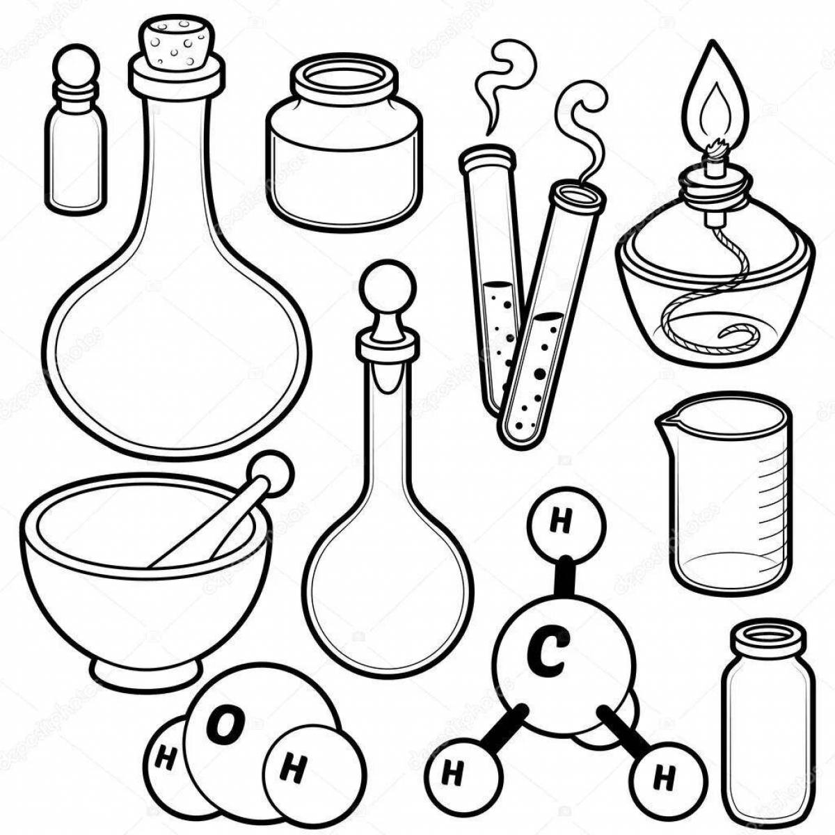 Shiny chemical flasks coloring book
