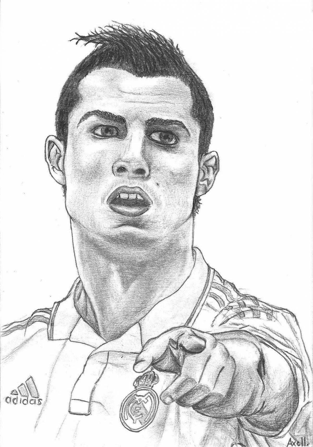 Coloring page of ronaldo's colorful face