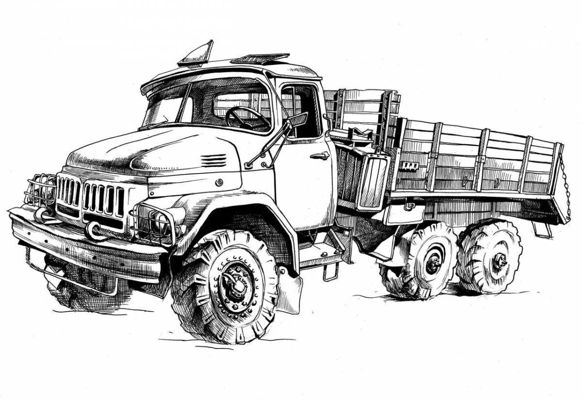 Coloring book shiny fuel truck zil