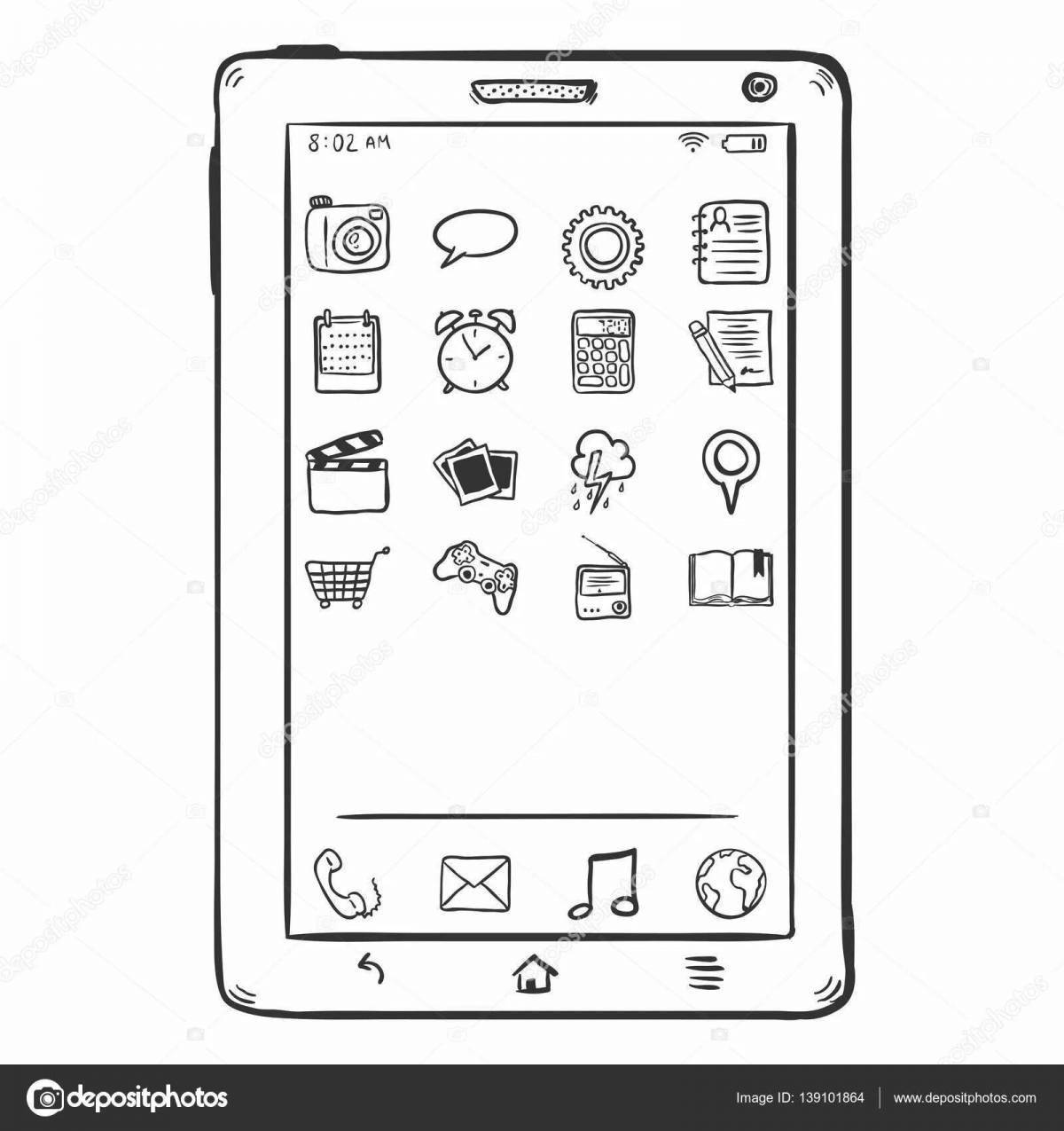 Creative coloring page app on phone