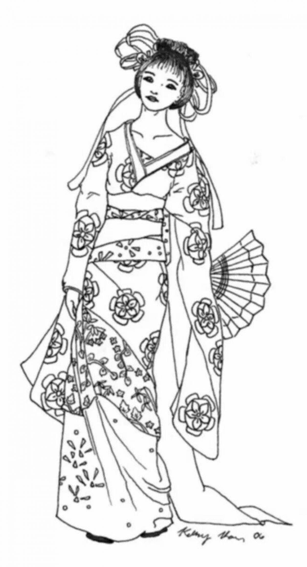 Japanese dynamic class 4 coloring page