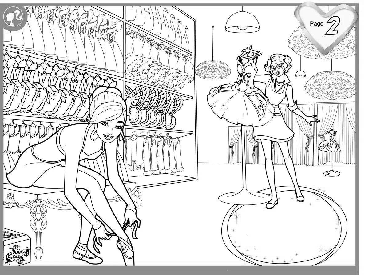 Exciting girl shop coloring page