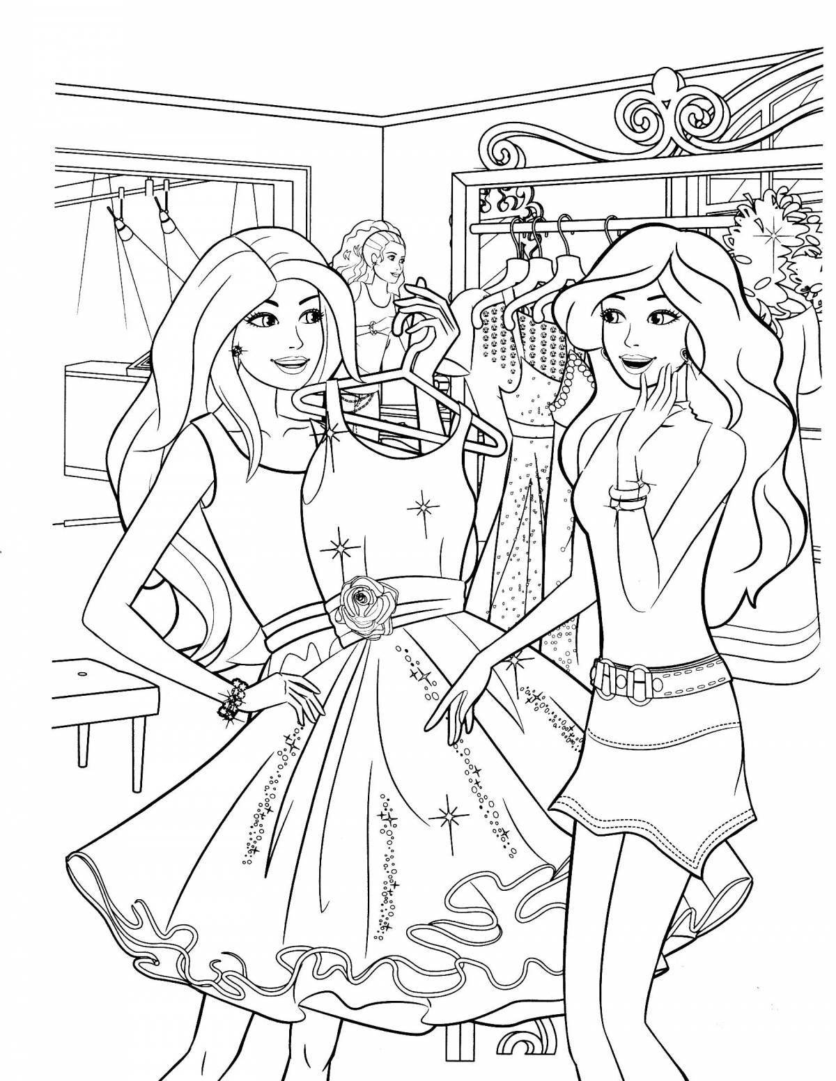 Splendid girls shop coloring page