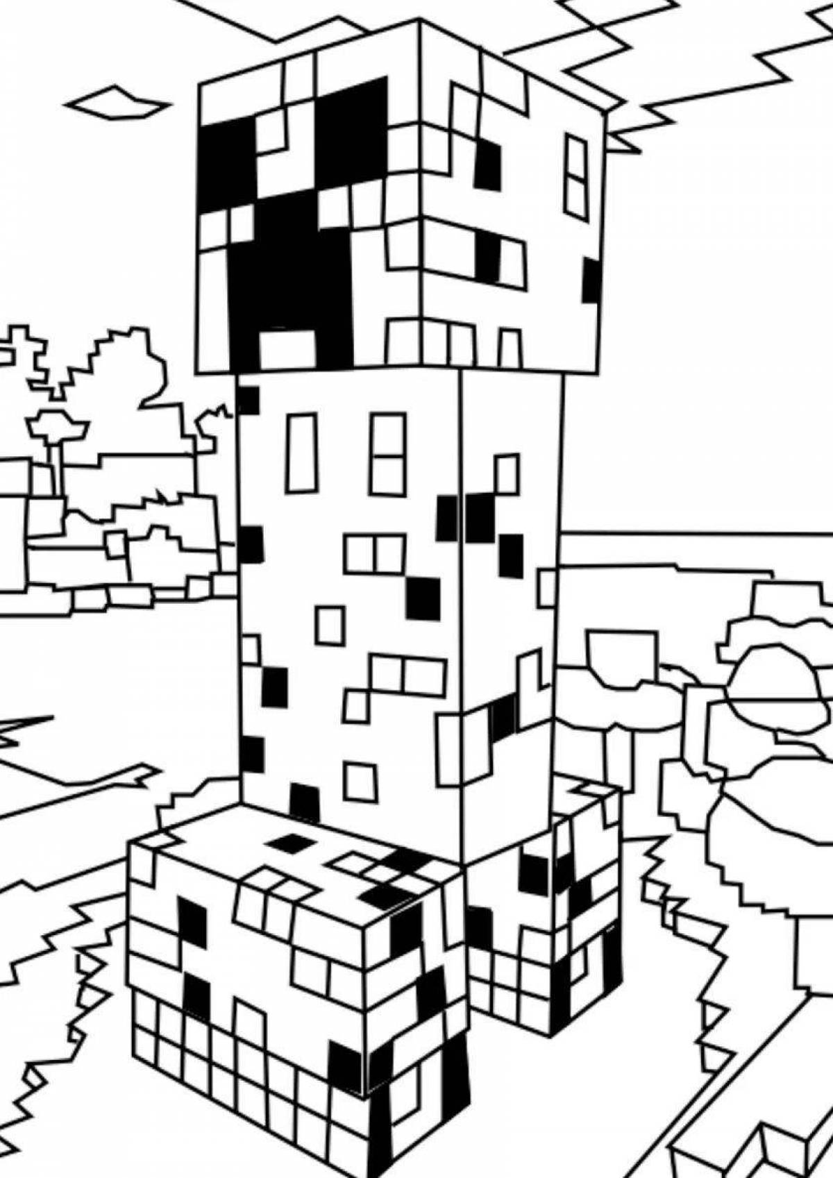 Adorable minecraft style coloring page