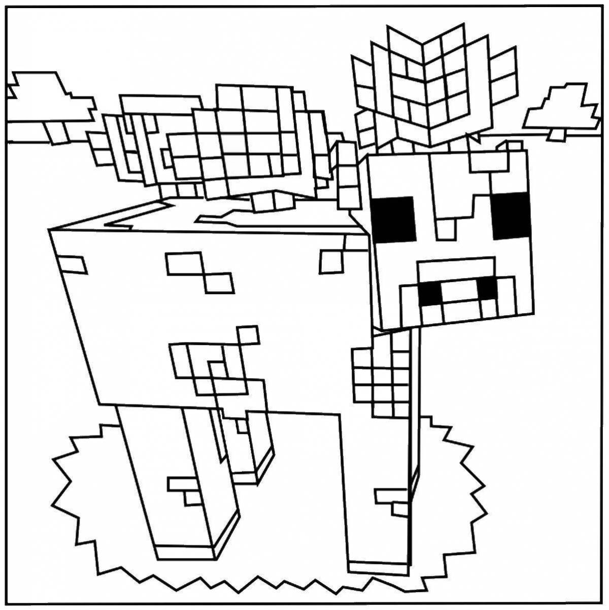 Awesome minecraft style coloring page