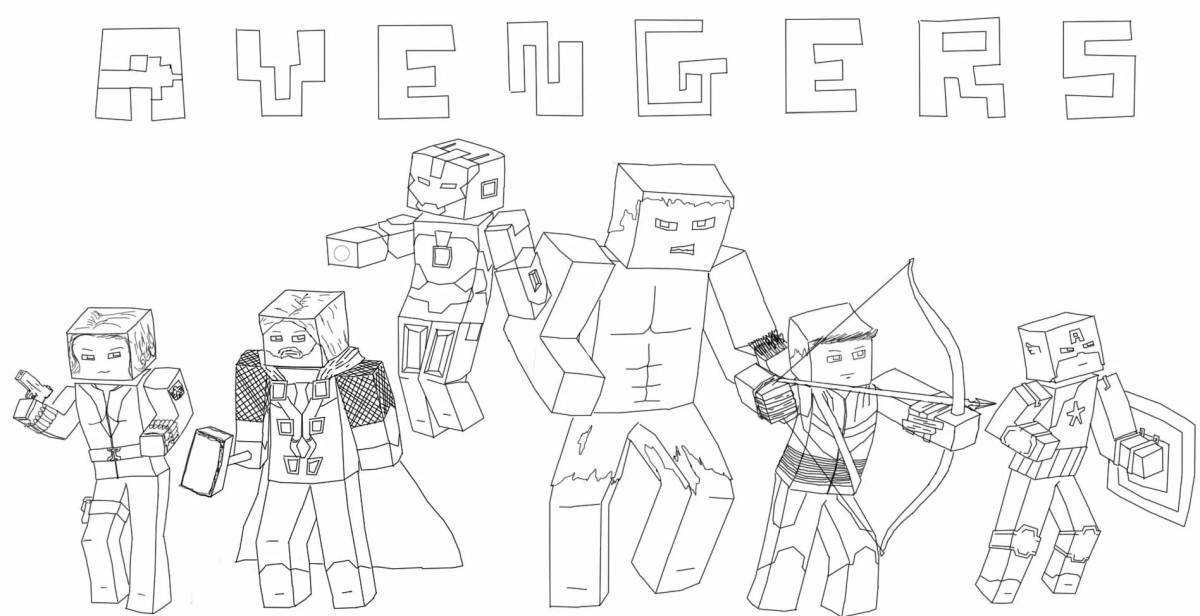 Lovely minecraft style coloring page