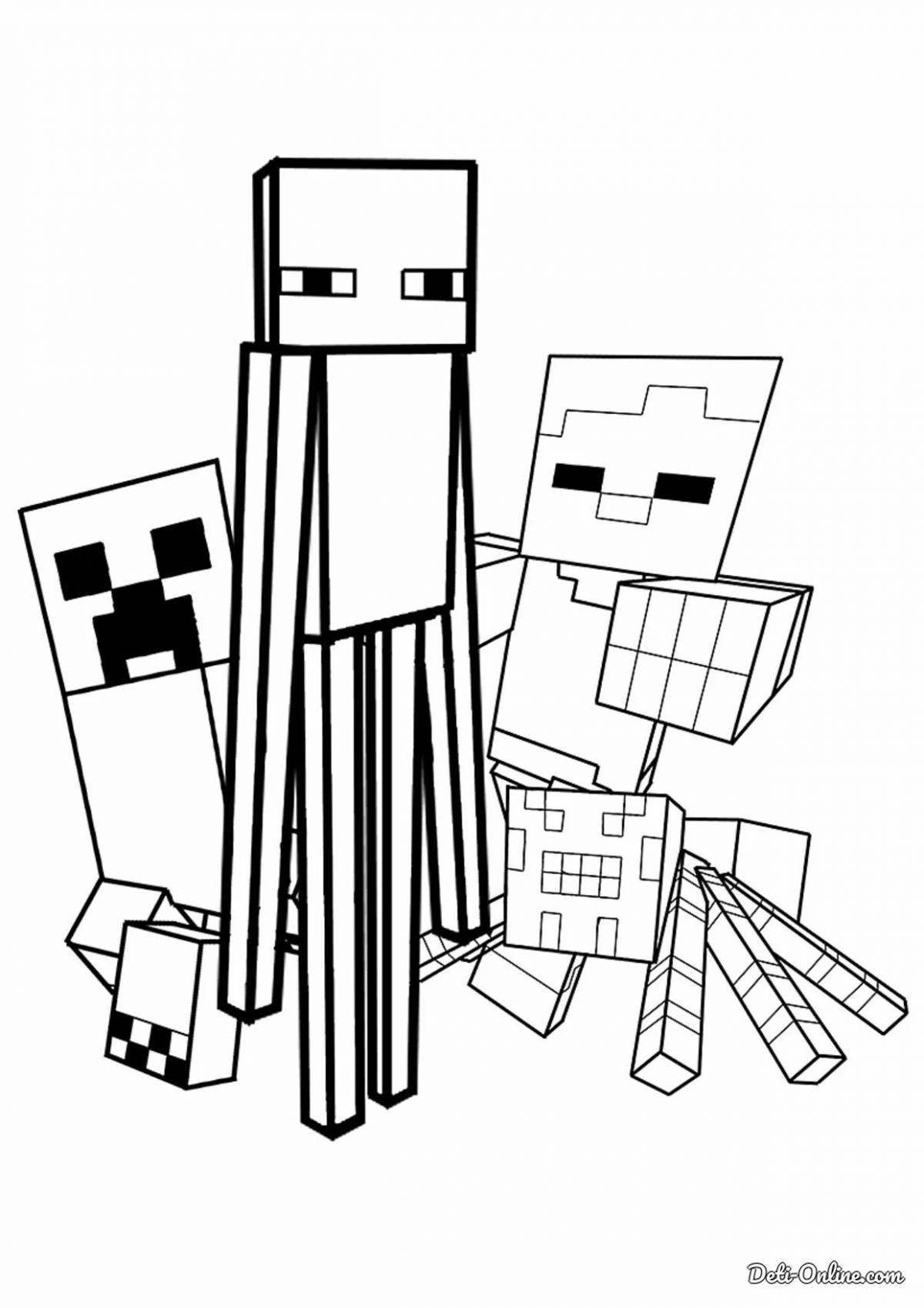 Amazing minecraft style coloring book