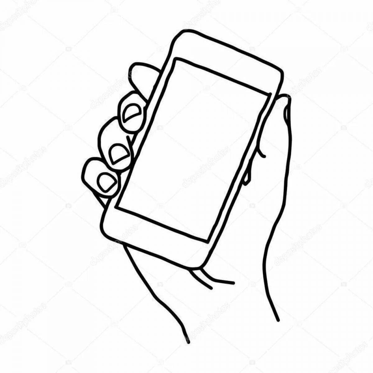 Bright phone coloring book with finger