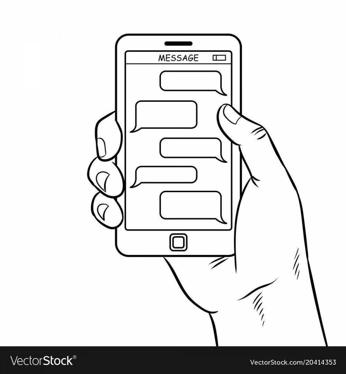 Раскраска лучистый телефон с пальцем