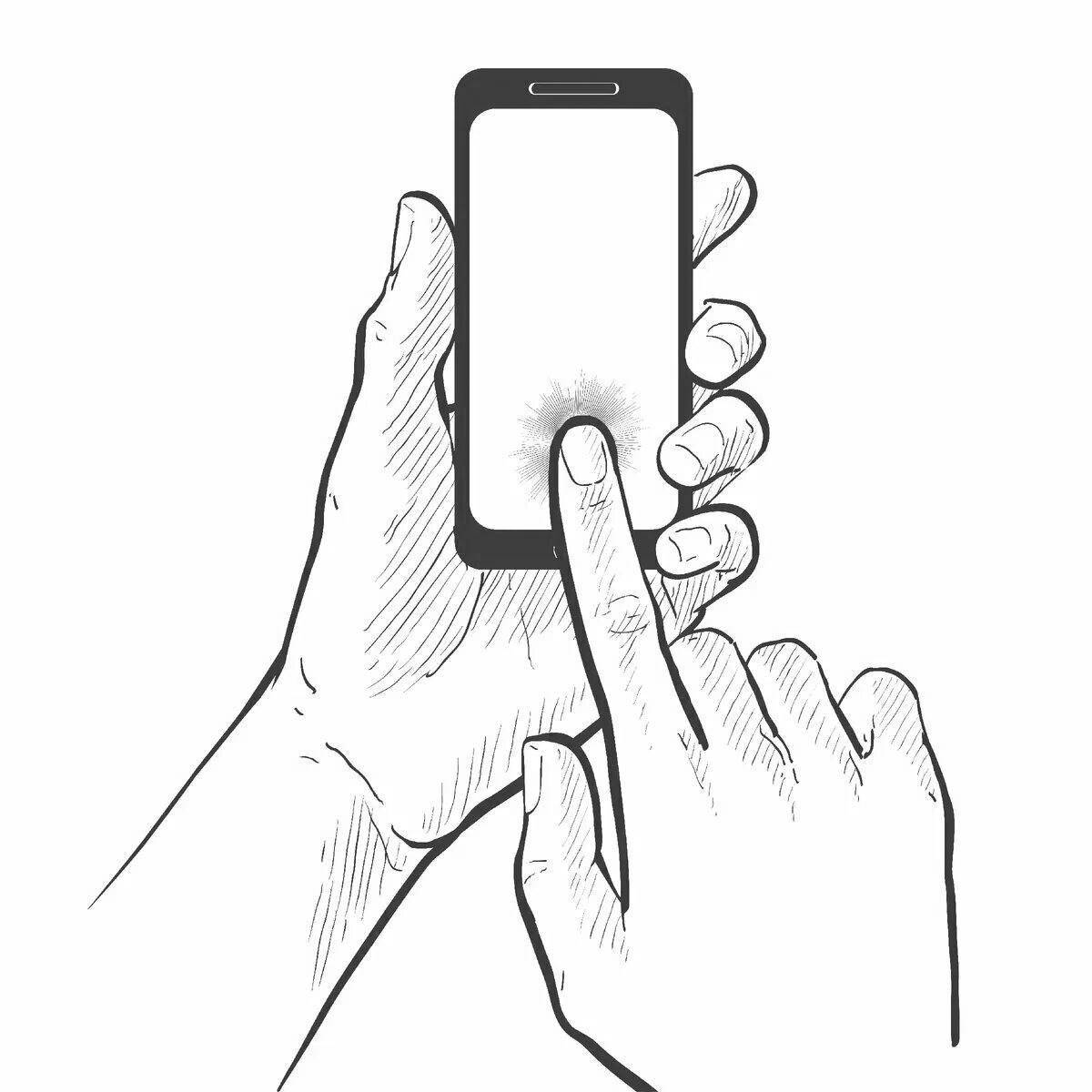 Вдохновляющая раскраска телефона с пальцем