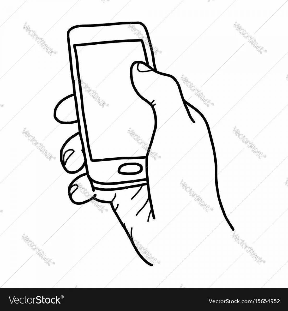 Уникальная страница раскраски телефона с пальцем