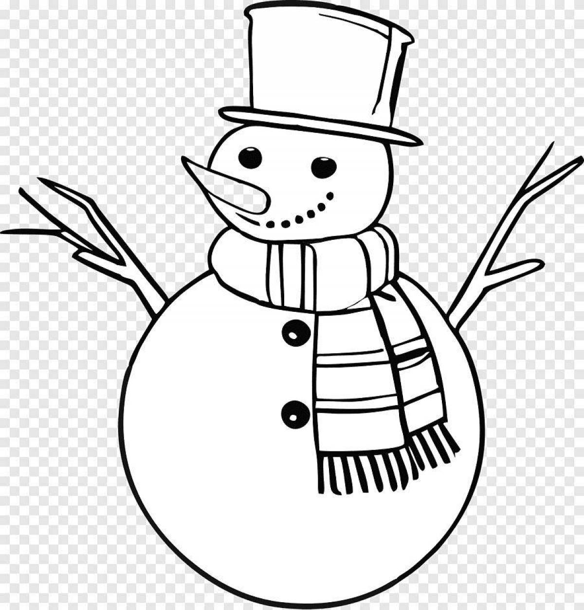 Coloring page happy snowman scarf