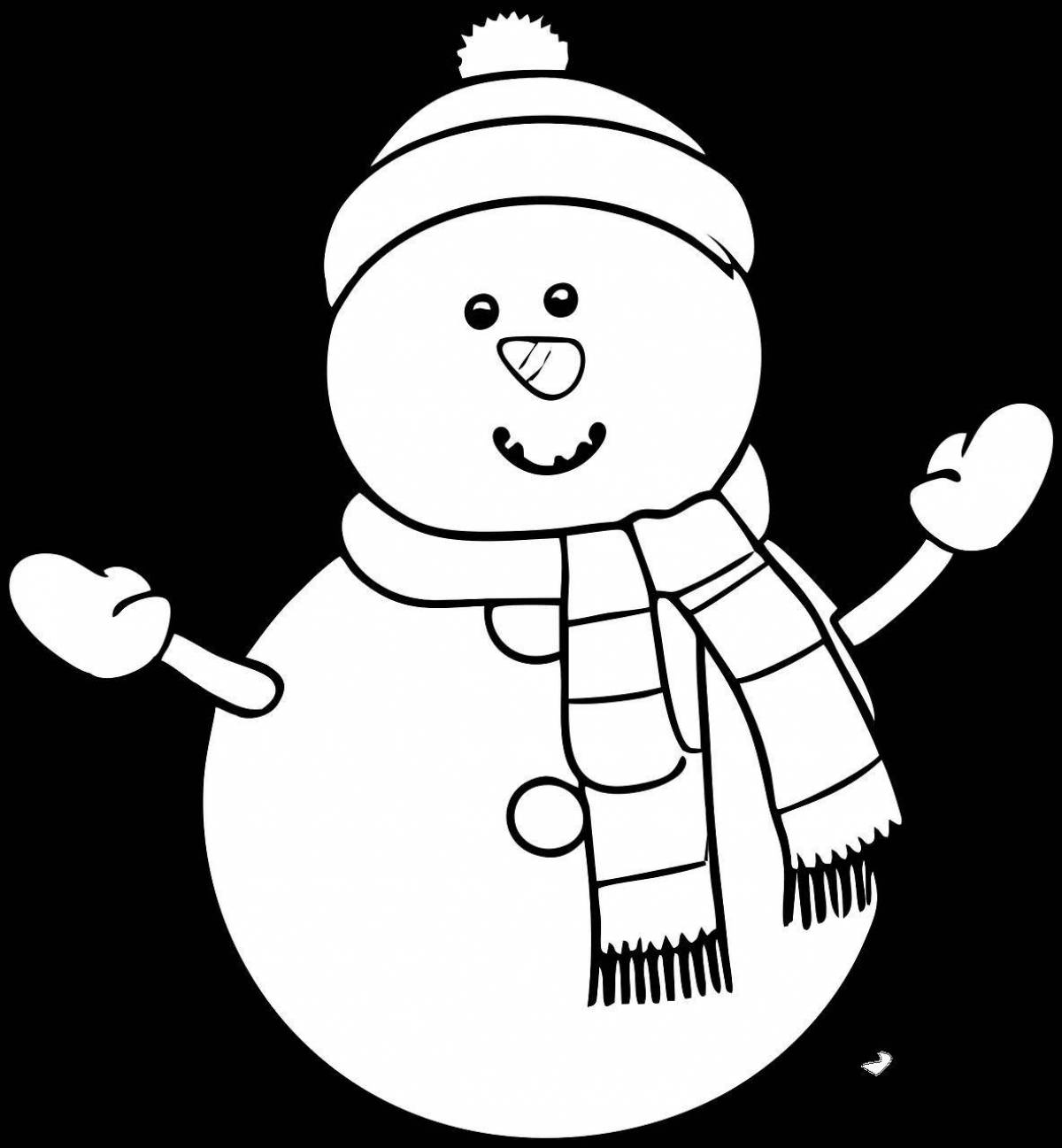 Glittering snowman scarf coloring page