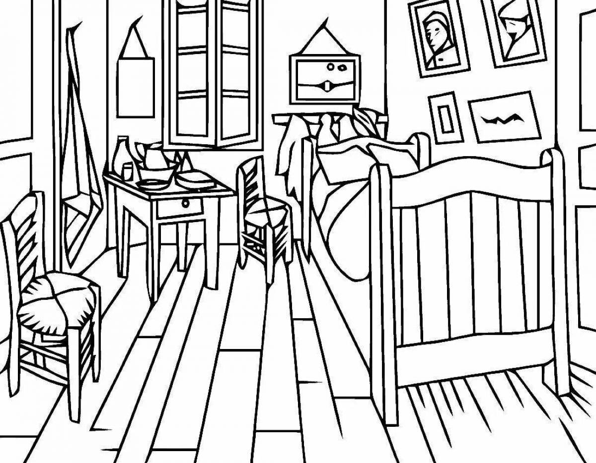 Coloring page elegant furnished apartment