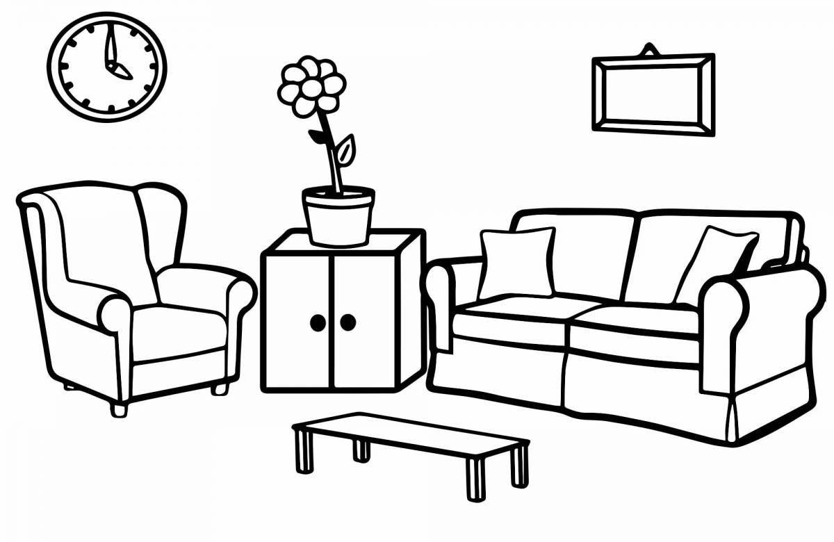 Coloring page bold furnished apartment