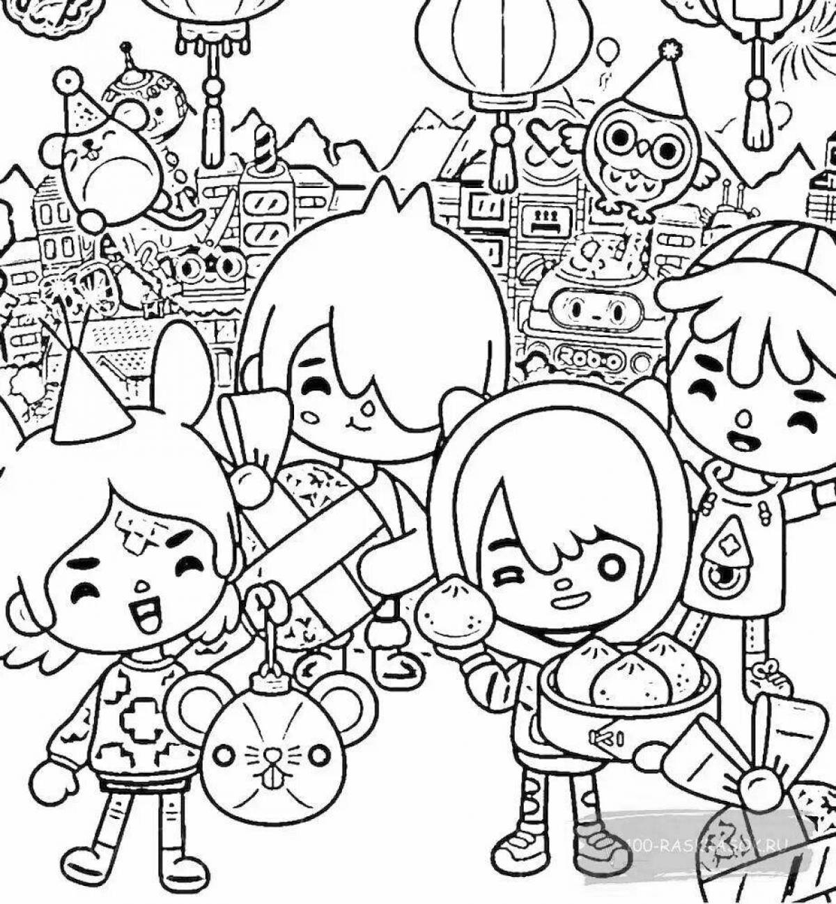 Colorful coloring page of the current side