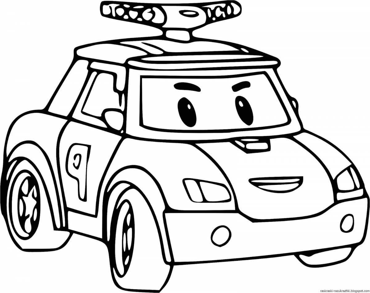 Robocar playful coloring page for boys