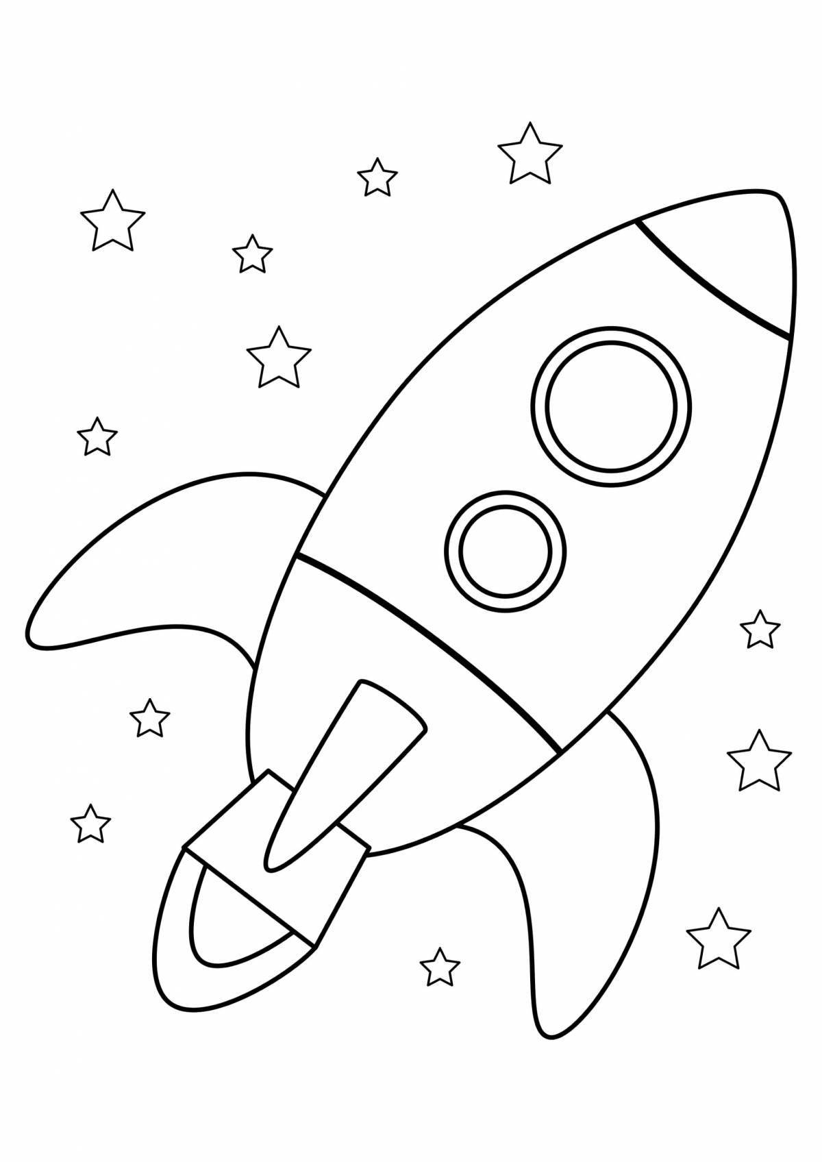 Colorful rocket coloring book for boys