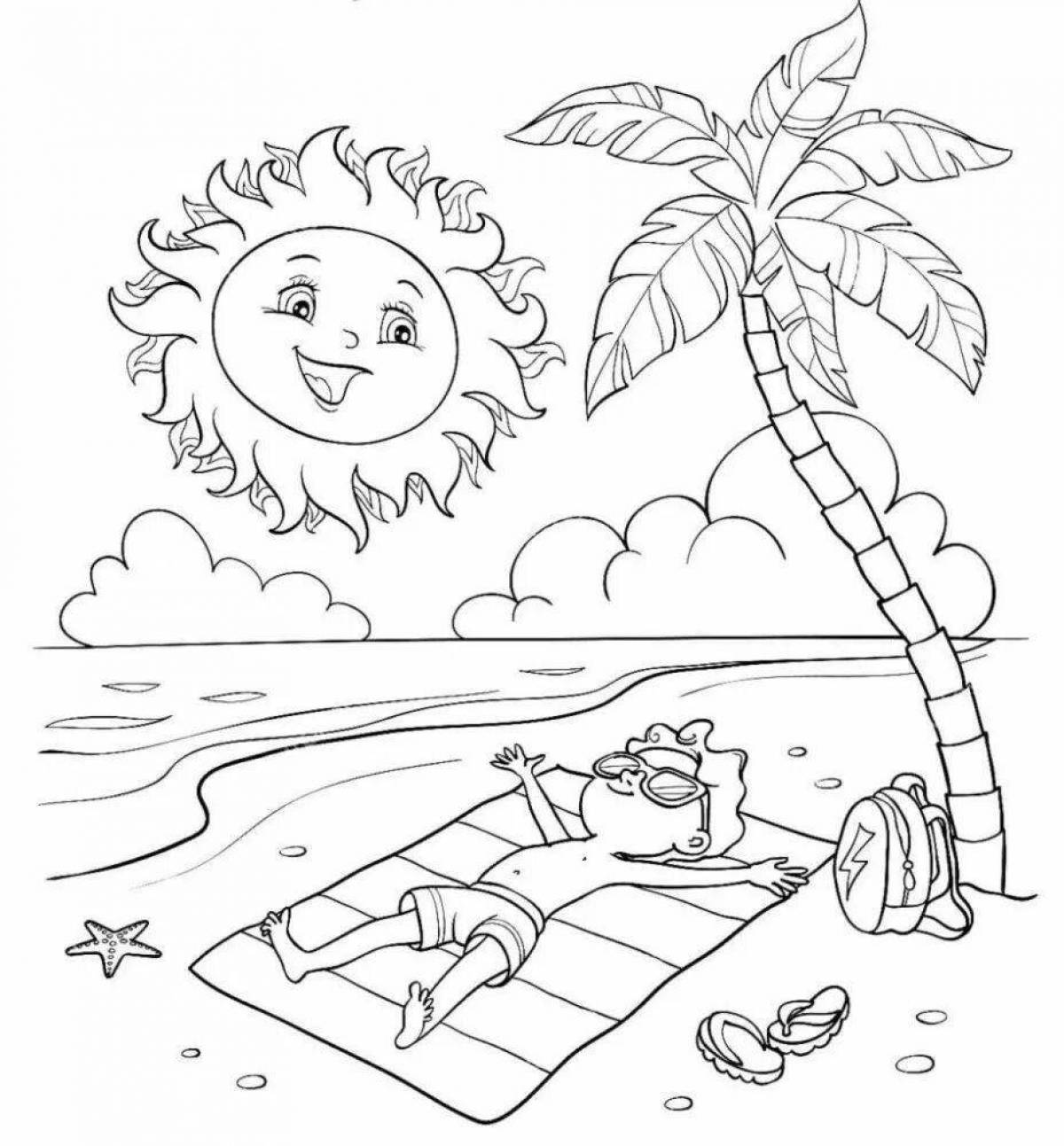 Refreshing beach coloring book for kids