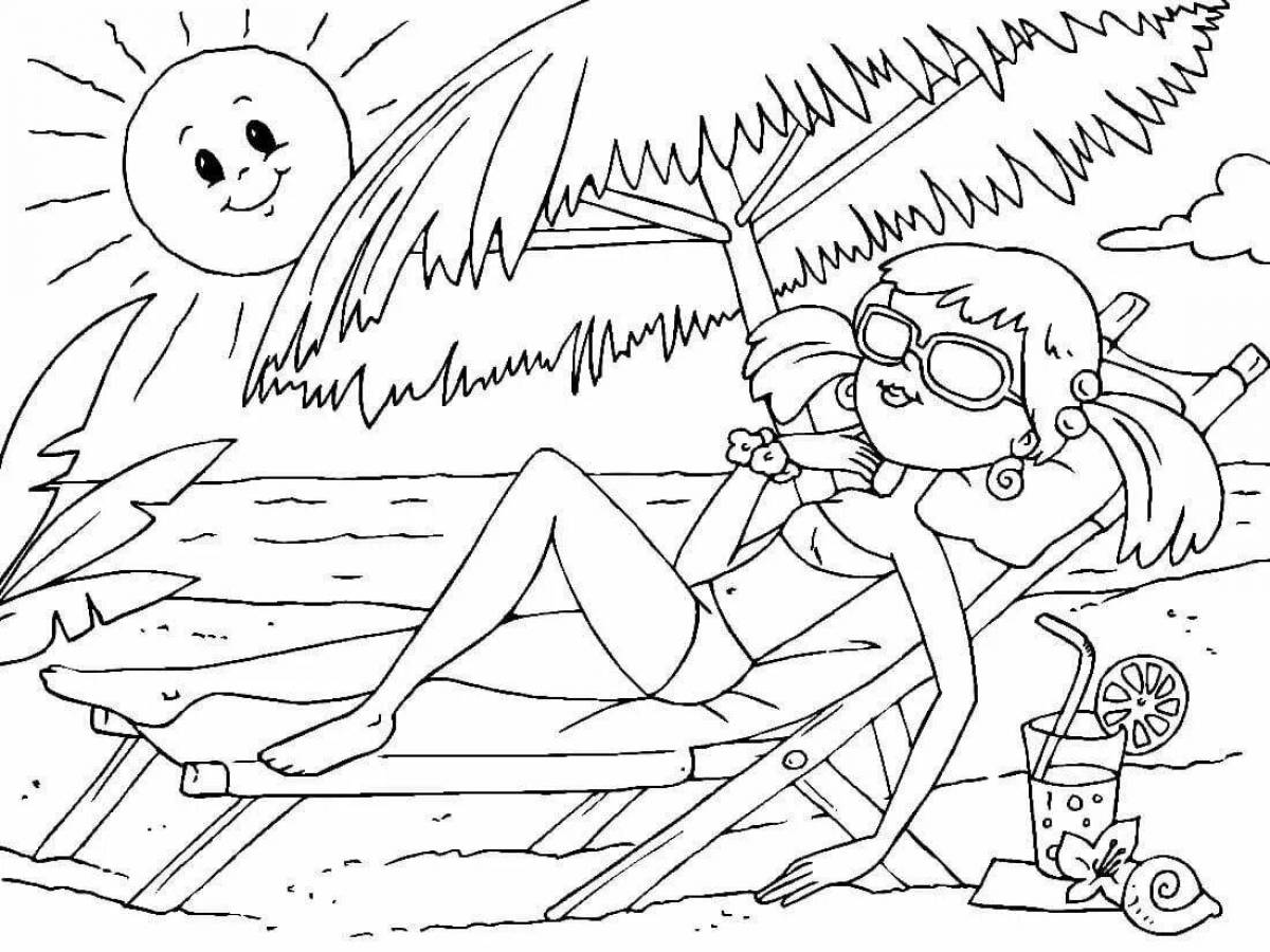 Blissful beach coloring pages for kids