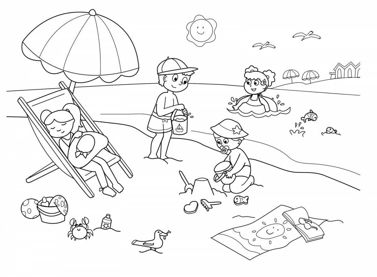 Living beach coloring book for kids