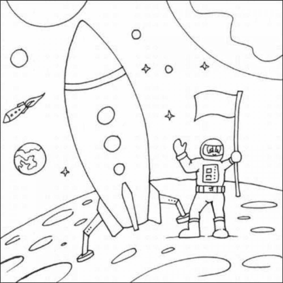 Intergalactic space coloring book for boys