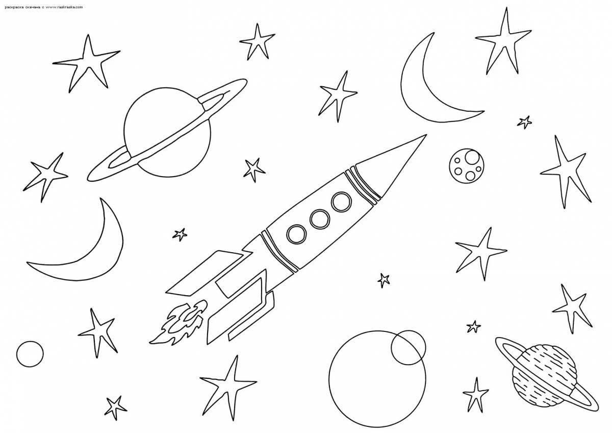 Mysterious space coloring book for boys
