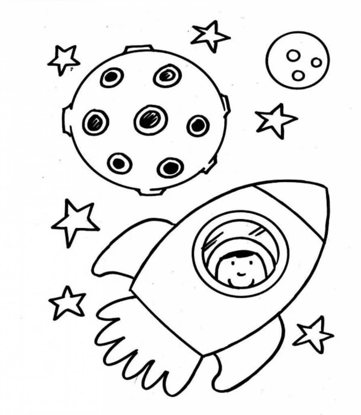 Luminous space coloring book for boys