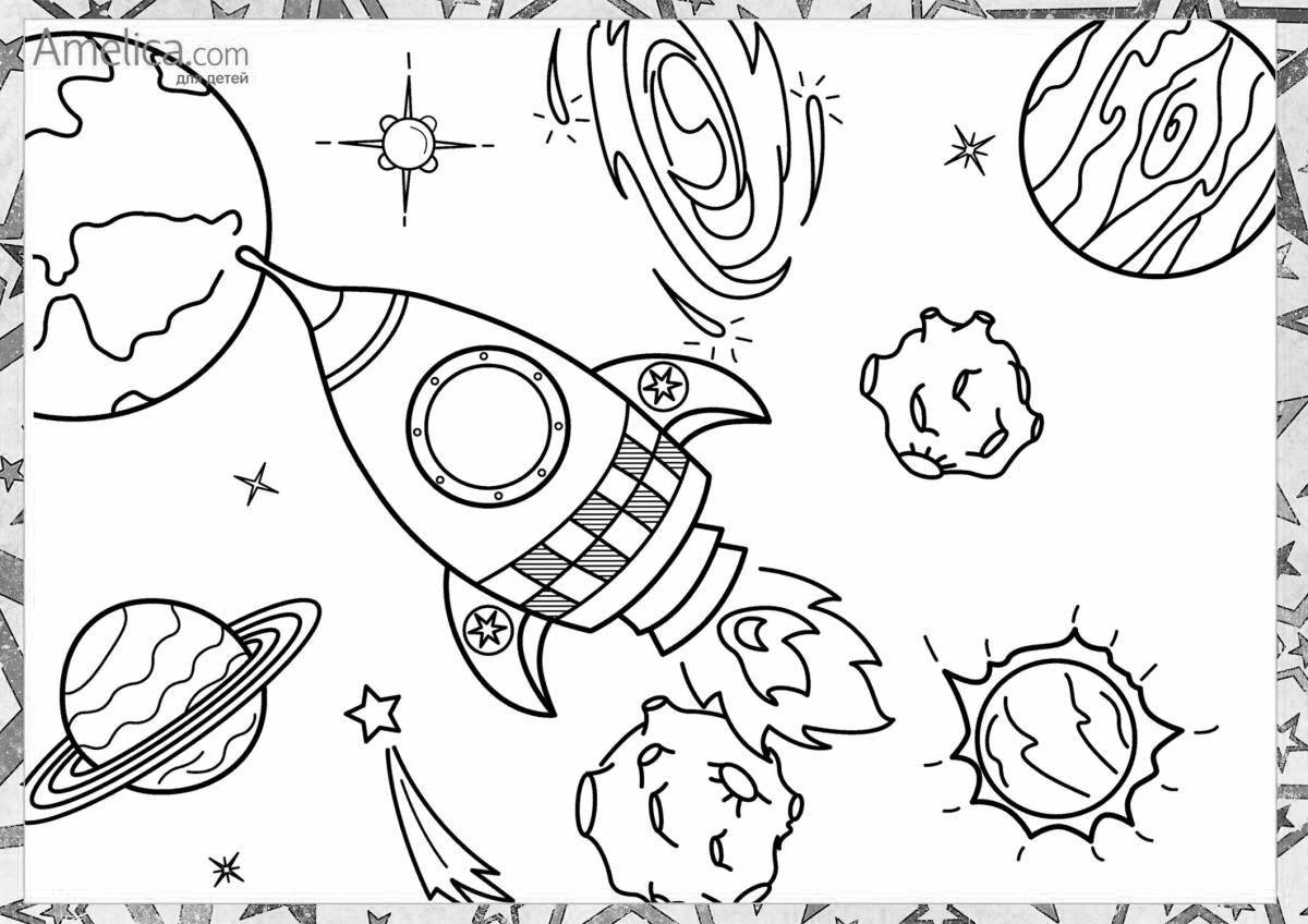 Adorable space coloring book for boys
