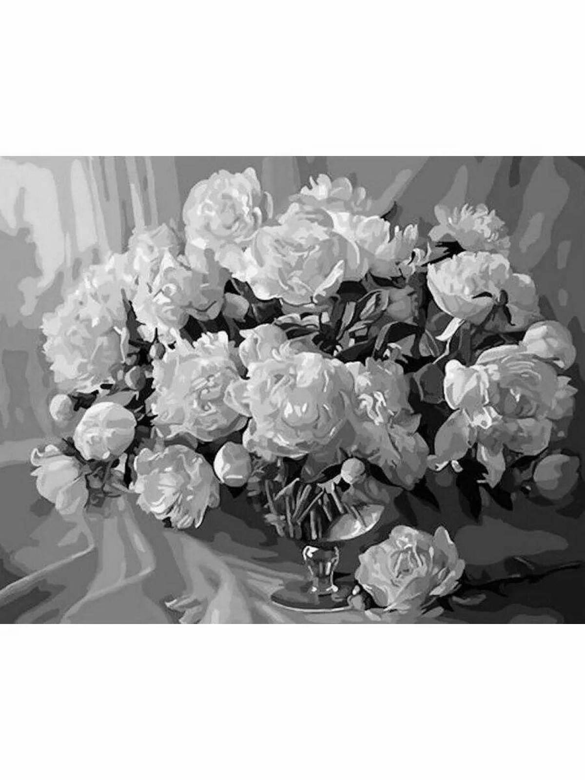 Exquisite peonies coloring by numbers