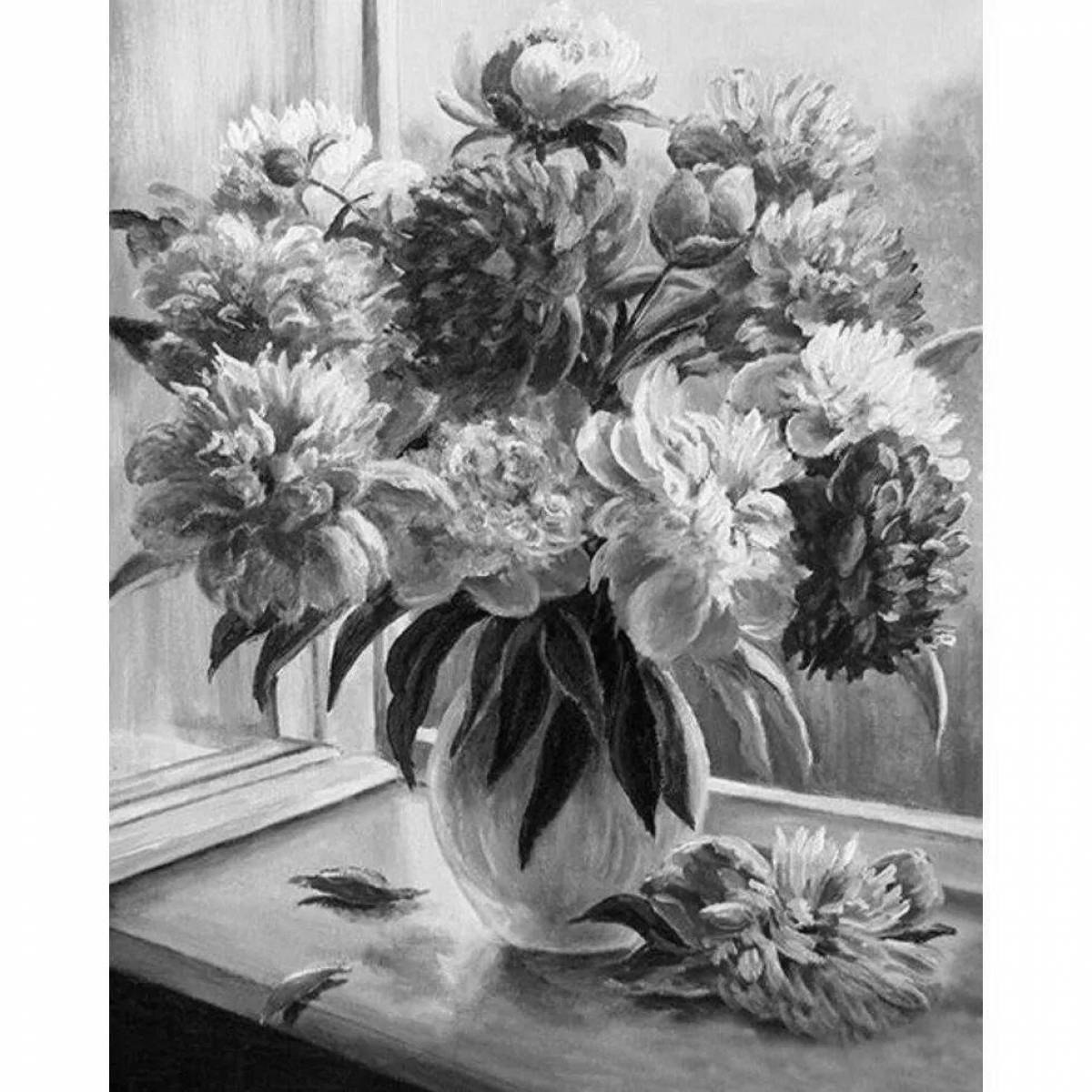 Great peonies coloring by numbers