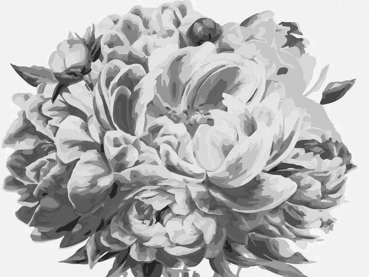 Exotic peonies coloring by numbers