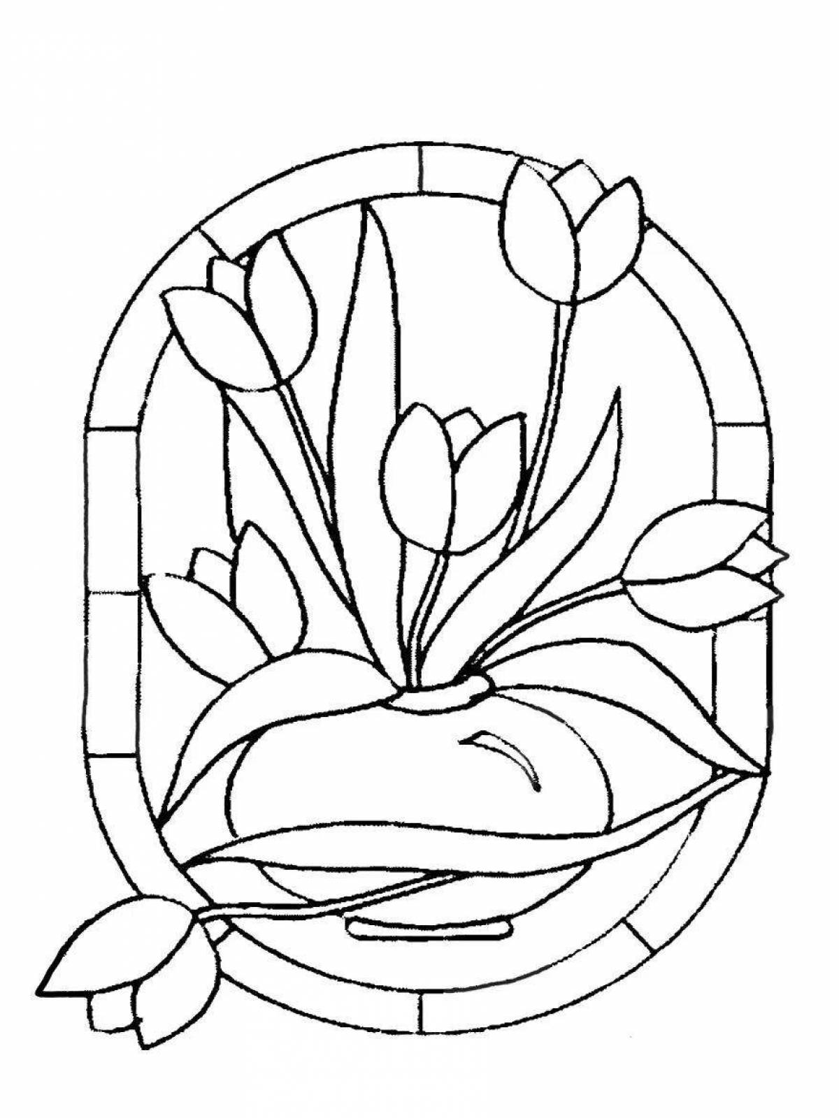 Colorful stained glass coloring pages for kids