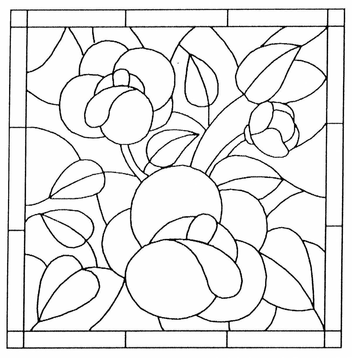 Large stained glass coloring page for kids